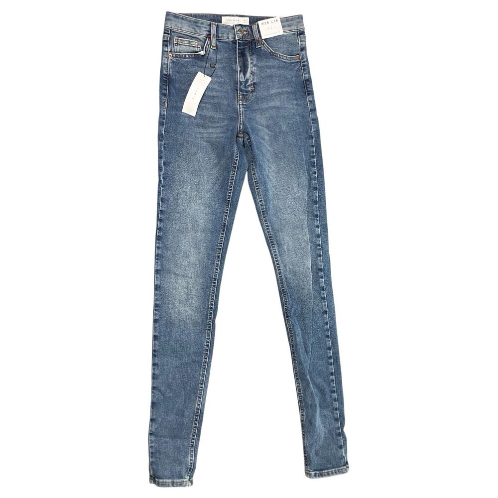 Topshop Tall Skinny Jeans W26 L36‎ Blue Jamie High Rise Stretch Denim